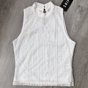 (NWT) SHIFT Big Girls/Juniors White Lace Lined Sleeveless Back Keyhole Top S